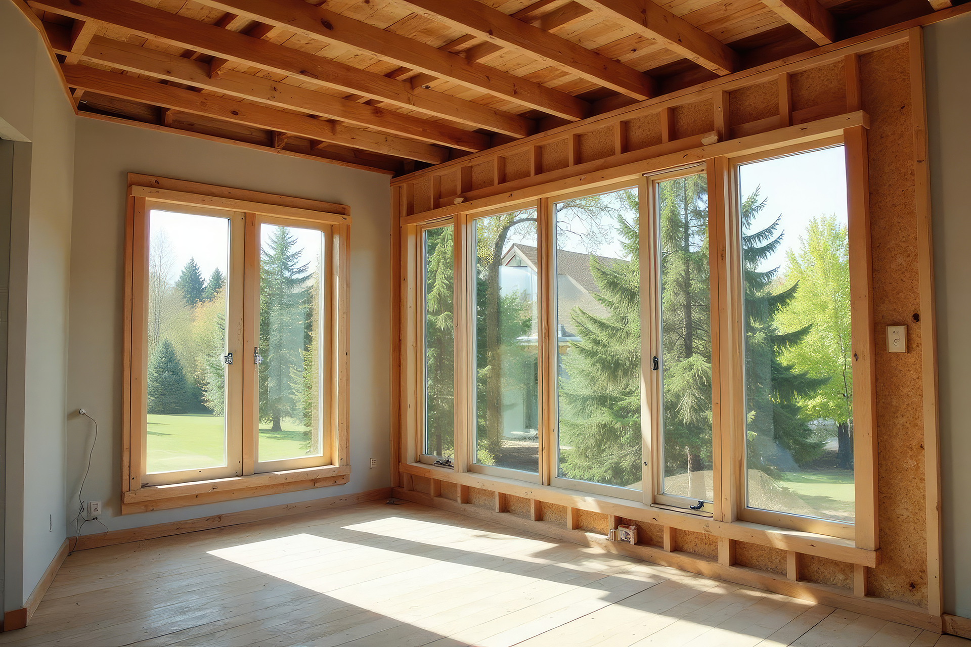 Interior of newly built family room addition